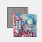 MORGANA / Magie und Geheimnis, rosa Blaue Fantasie Magnet (Vorderseite/Rückseite)
