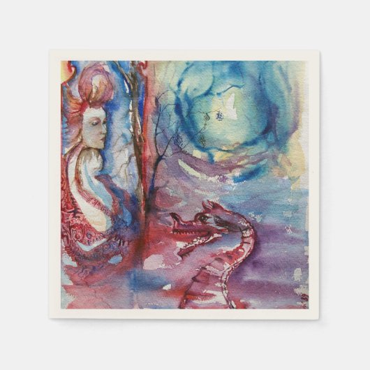 MORGANA / Magie und Geheimnis, rosa Blaue Fantasie Serviette (Vorderseite)