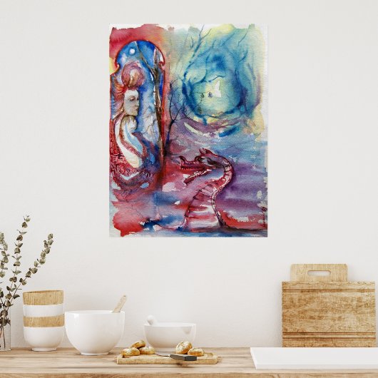 MORGANA / Magie und Mysterium Rosa Blaue Fantasie Poster (Küche)