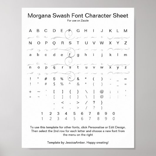 Morgana Swash Font Chararacter Reference Poster (Vorne)