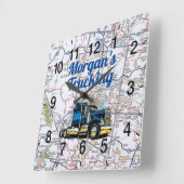 Morgan's Trucking Road Map Quadratische Wanduhr (Winkel)