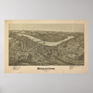 Morgantown W. Virginia 1897 Antique Panoramabalkar Poster