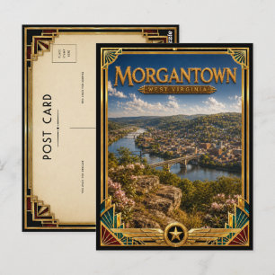 Morgantown West Virginia Vintage Art Deco Golden Postkarte