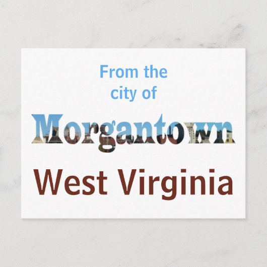 Morgantown WV Skyline Word Cutout Postkarten (Vorderseite)