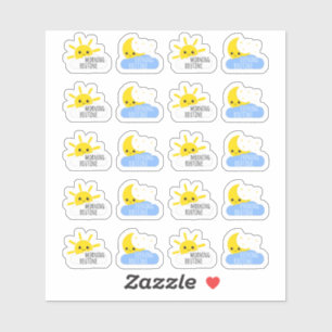 Morgen Abend Routine Kawaii Sonne & Mond Planer Aufkleber