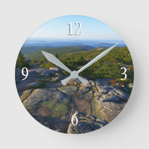 Morgen auf dem Cadillac Mountain in Acadia Runde Wanduhr