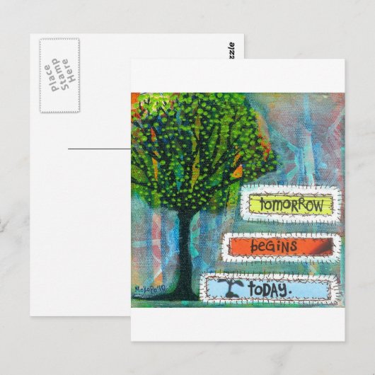 Morgen beginnt heute postkarte (Vorne/Hinten)