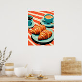 Morgen Bliss: Croissants und Kaffee Poster (Küche)