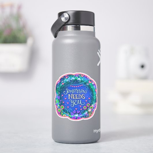 Morgen brauchen Sie Inspirierend Inspirivity Flora Aufkleber (HydroFlask)