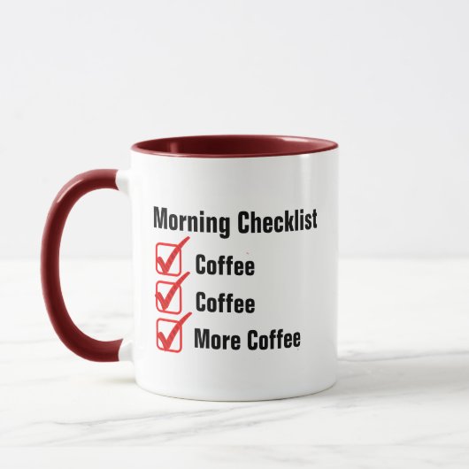 Morgen Checklist Kaffee Funny Novelty Geschenk Tasse (Links)