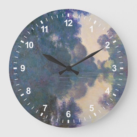 Morgen Claude Monets | auf der Seine nahe Giverny Große Wanduhr (Vorderseite)
