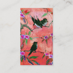 Morgen-Farben: Vogel-Malerei im Pfirsich und in Visitenkarte