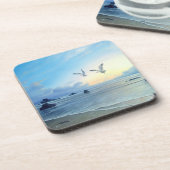 Morgen-Gezeiten-Strand-Thema-PlastikUntersetzer Untersetzer (Linke Seite)