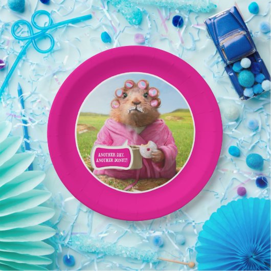 Morgen Groundhog mit Frühstücks-Krapfen und Kaffee Pappteller (Party)