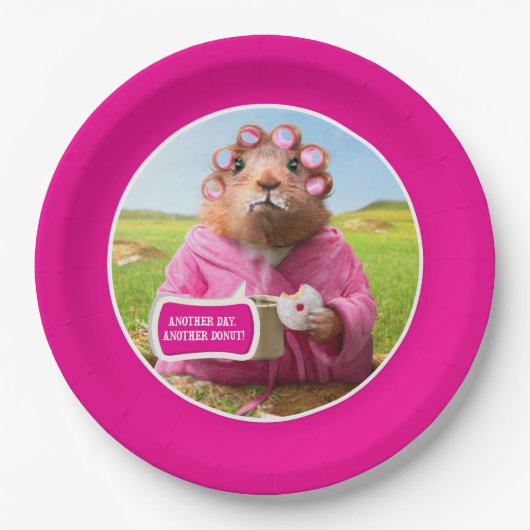 Morgen Groundhog mit Frühstücks-Krapfen und Kaffee Pappteller (Vorderseite)