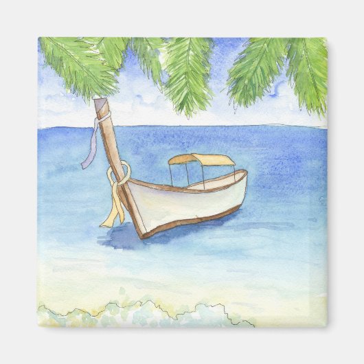 Morgen in Bali Aquarell Magnet (Vorne)