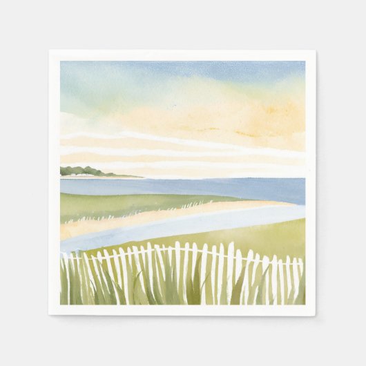 Morgen in Chatham | Cape Cod Aquarellmalerei Serviette (Vorderseite)
