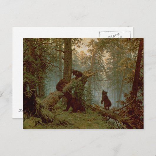 Morgen in einem Kiefernwald, 1889 Postkarte (Vorne/Hinten)