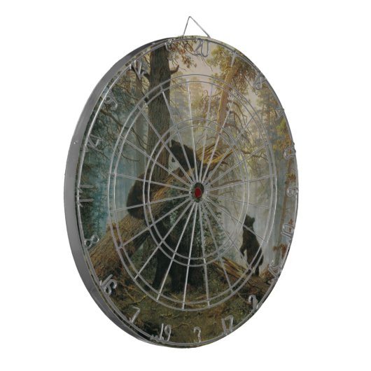 Morgen in einem Kiefernwald (Bären im Wald) Dartscheibe (Vorderseite Links)