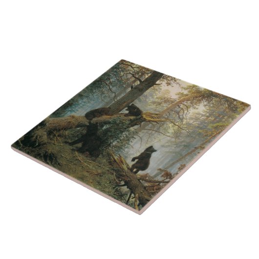 Morgen in einem Kiefernwald (Bären im Wald) Fliese (Seite)