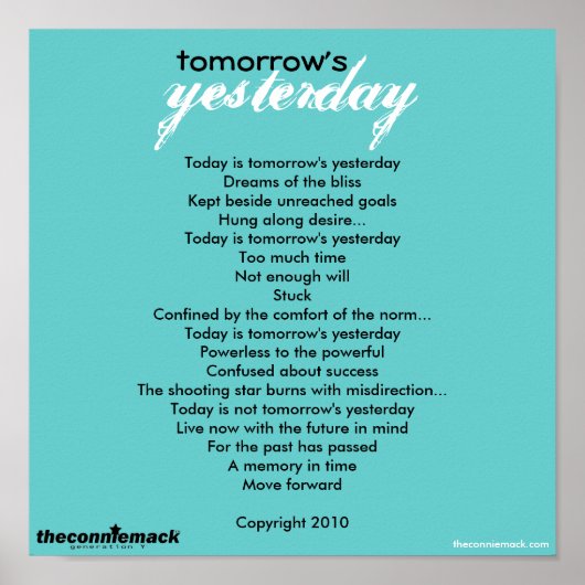 Morgen ist gestern Poster (Vorne)