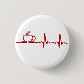 Morgen-Kaffee-Herzschlag EKG Button (Vorderseite)