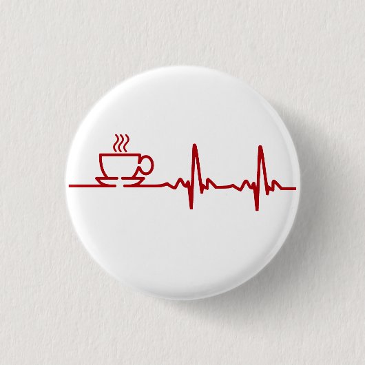 Morgen-Kaffee-Herzschlag EKG Button (Vorderseite)