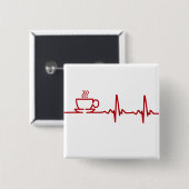 Morgen-Kaffee-Herzschlag EKG Button (Vorne & Hinten)
