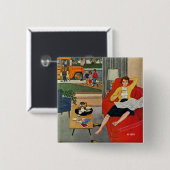 Morgen-Kaffeepause Button (Vorne & Hinten)