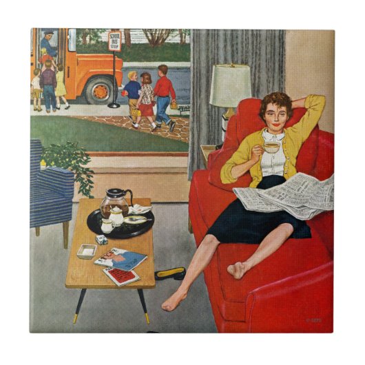 Morgen-Kaffeepause Fliese (Vorderseite)