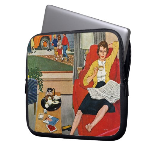 Morgen-Kaffeepause Laptopschutzhülle (Vorderseite Links)