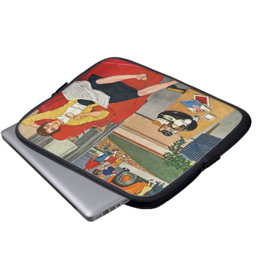 Morgen-Kaffeepause Laptopschutzhülle (Vorne Knopf)