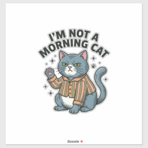 Morgen Katze Vintage Gravur Lustiges Katze T-Shirt Aufkleber