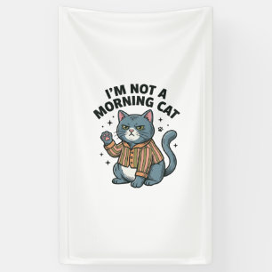 Morgen Katze Vintage Gravur Lustiges Katze T-Shirt Banner