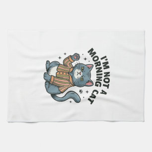 Morgen Katze Vintage Gravur Lustiges Katze T-Shirt Geschirrtuch