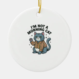 Morgen Katze Vintage Gravur Lustiges Katze T-Shirt Keramik Ornament