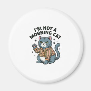 Morgen Katze Vintage Gravur Lustiges Katze T-Shirt Magnet