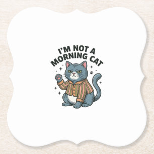 Morgen Katze Vintage Gravur Lustiges Katze T-Shirt Untersetzer