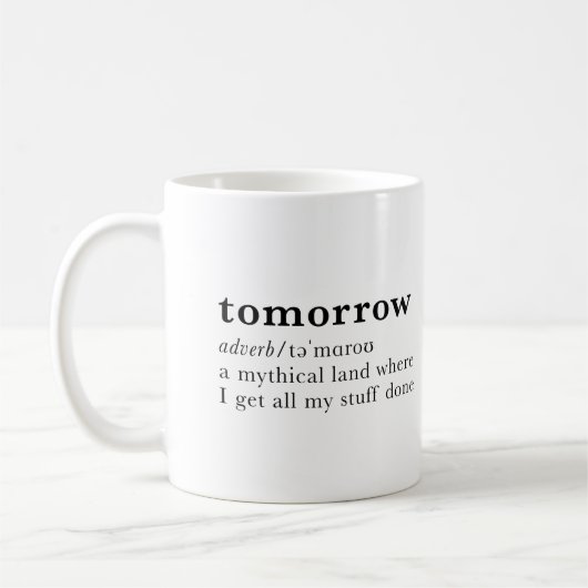 Morgen. Lustiger Wörterbucheintrag. Kaffeetasse (Links)