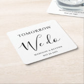 Morgen machen wir Minimal und Chic | Hochzeit von Rechteckiger Pappuntersetzer (angewinkelt)