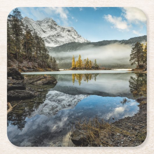 Morgen-Mood | See Eibsee Rechteckiger Pappuntersetzer (Vorderseite)