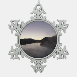 Morgen Nebel auf dem Jackson River im Grand Teton Schneeflocken Zinn-Ornament