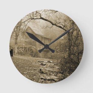 Morgen Nebel Runde Wanduhr