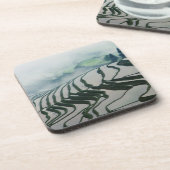 Morgen-Nebel über Reis-Feldern Untersetzer (Linke Seite)