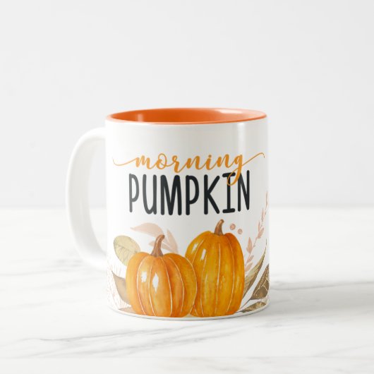 MORGEN PUMPKIN Orange Fall Foliage Zweifarbige Tasse (Vorderseite Links)