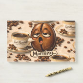 Morgen, schläfrige Kaffeebohne lustiger nachvollzi Post-it Klebezettel (Auf Schreibtisch)