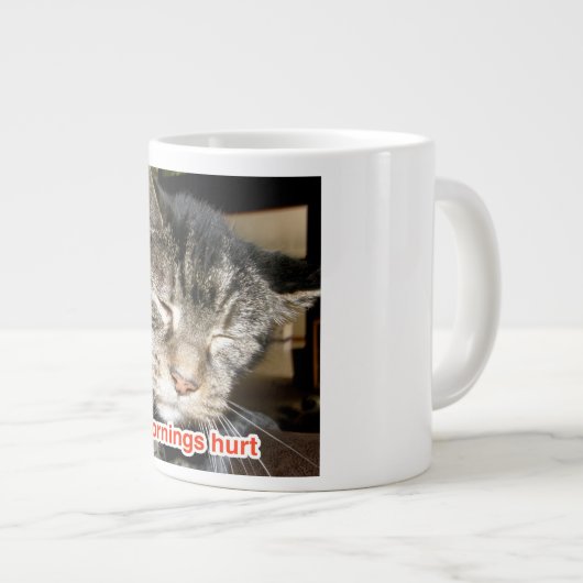 Morgen-Schmerzen mit "Kapitän" das FIV+ Katze Jumbo-Tasse (Vorderseite Rechts)
