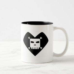 Morgen-Sorgen - Schädel-Herz Zweifarbige Tasse