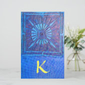 MORGEN STAR MONOGRAM, blau gelb Briefpapier (Stehend Vorderseite)