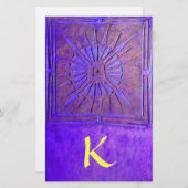 MORGEN STAR MONOGRAM, blau, lila gelb Briefpapier (Vorne/Hinten)